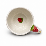 Handmade Pottery Strawberry/Flowers Mug