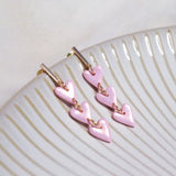 Pink Hearts Drop Earrings