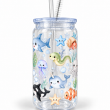 Plastic Tumbler with Straw - Ocean Friends