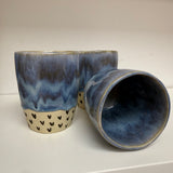 Handmade Beautiful in Blue with Black Hearts Tumbler