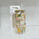 Glass Tumbler with Straw - Garden Geese