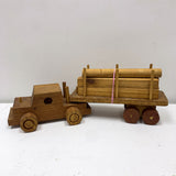 Old Style Log  Truck and Trailer with Logs