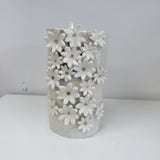 Handmade Pottery Vase - White /Gold Daisies