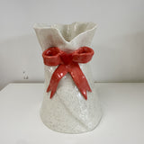 Handmade Pottery Vase - Red Bow