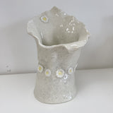 Handmade Pottery Vase -White Daisies