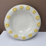 White/Black Speckle Yellow Daisies Bowl