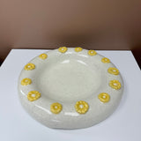White/Black Speckle Yellow Daisies Bowl