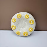 White/Black Speckle Yellow Daisies Bowl