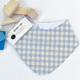 Soft Baby Blue Checkered Dribble Bib