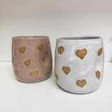 Handmade Pottery Round Tumblers- Hearts