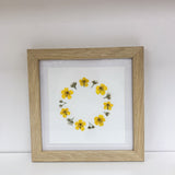 Yellow Flower Wreath Framed Artwork 15cm x 15cm