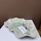 White and Sea Green Glaze Wavey/Frill Dish