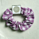 Cotton  Scrunchie - Purple Gingham