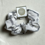 Linen Scrunchie - White/Blue Stripe