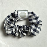 Linen Gingham Scrunchie - Navy