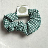 Cotton Gingham Scrunchie - Green Gingham