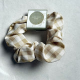 Cotton Gingham Scrunchie - Bone