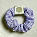Cotton Gingham  Scrunchie - Purple