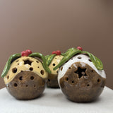 Handmade Christmas Pottery Pudding Tealight Holders