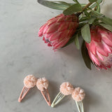 Handmade Fabric Pom Pom Clip Duo