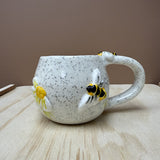 Handmade Pottery Bees + Flowers Fluffy Mug