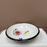 Handmade Pottery Bowl White Glaze with Hand-Painted Details— Medium #104