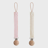 Mushie Linen Pacifier Clip - Blush/Cream