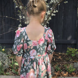 Matilda Dress - Green Roses