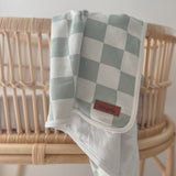 Jersey Cotton Swaddle Wrap - Sage Gingham