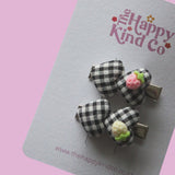 Gingham Berry Heart Stopper Clips