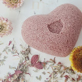 Heart Konjac sponge with red clay