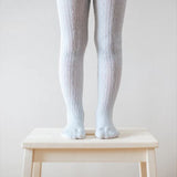 Merino Wool Cable Tights | Snow Grey