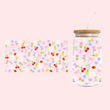 Glass Tumbler with Straw - Colourful Bloom