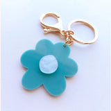 Daisy Acrylic Keyring - Turquoise/Blue Pearl