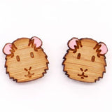 Hand Painted Laser Cut Guinea Pig Earrings