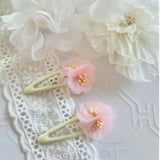 Handmade Fabric Flower Clip Duo