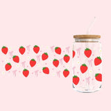Glass Tumbler with Straw - Strawberry Girly