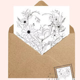 Botanical Heart Black on White Card