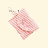 Earbud Pouch - Pink Stripe with Bow