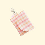 Earbud Pouch - Pink/orange gingham