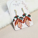 Holly Berry Fern Dangle Earrings