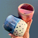 Handmade Beautiful in Blue with Black Hearts Tumbler