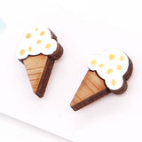 Hand Painted Bamboo Hokey Pokey Ice Cream Cone Stud Earrings