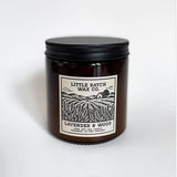 "LAVENDER & WOOD" pure soy candle / french lavender, vanilla bean, smoke embers
