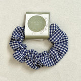 Gingham Small Scrunchie - Dark Blue