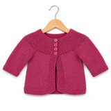 100% Wool Bright Pink  Cardigan A71 - 3-6M
