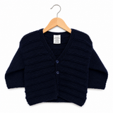 100% Wool Navy Cardigan A31 - 6-12M