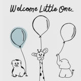 Welcome Little One - Black with duck egg blue balloon