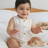 Organic Gingham checks Sleeveless Body Suit