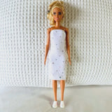 Barbie Short Dress (White w Mini Diamantes)
